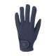 Navy-blauer Haustierpflegehandschuh mit strukturiertem Griff und verstellbarem Handgelenkband, mit einem dekorativen Logo auf dem Band.