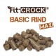 Fit-Crock® Basic Rind Maxi Haustierfutterpellets, braun und strukturiert, in einem Haufen präsentiert, mit dem Markennamen deutlich darüber.