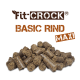 Fit-Crock® Basic Rind Maxi Haustierfutterpellets, braun und strukturiert, in einem Haufen präsentiert, mit dem Markennamen deutlich darüber.