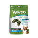 Whimzees Wellness Daily Dental Treats zak, afgebeeld groene alligatorvormige kauwsels, 24 traktaties, 'Vermindert tandplak en tandsteen'