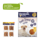Verpackung der Premiere I love my dog Fleischsnack-Streifen, mit einem Wertpaket von 4 x 250g, mit 95% Fleischanteil.