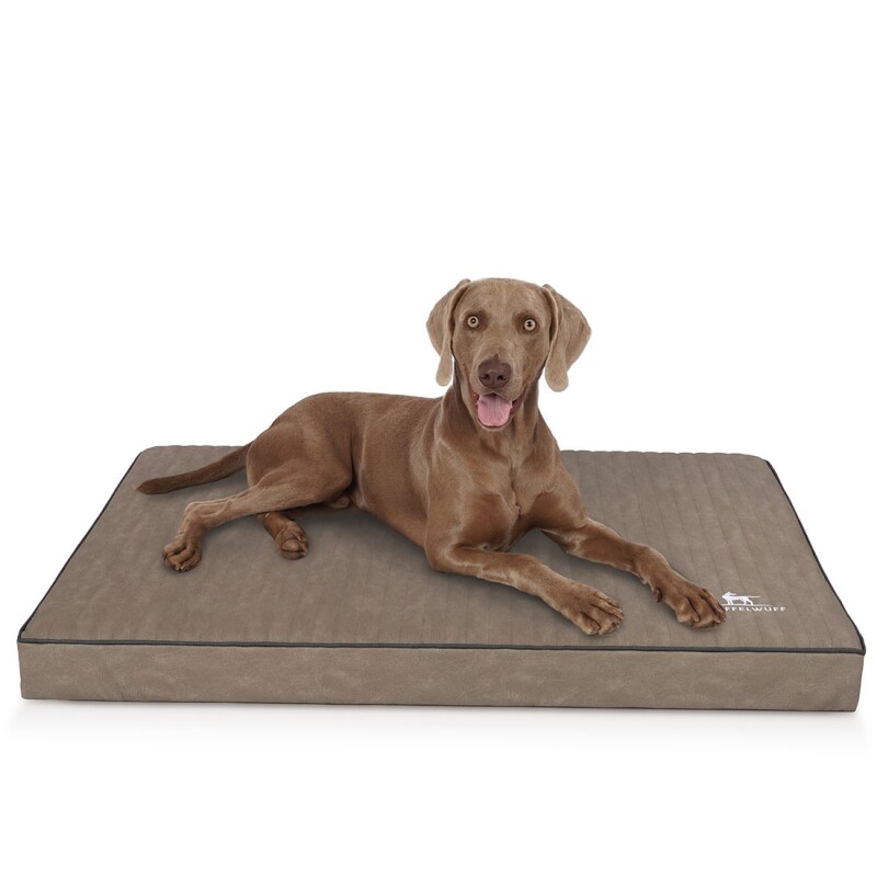 Knuffelwuff Orthopädische Hundematte Palomino Aus Laser-gestepptem Kunstleder Stone Clay Xl