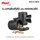Czarny wielofunkcyjny pojemnik na przysmaki dla zwierząt z przysmakami w kształcie kości psa, oznaczony napisem 'Na smakołyki albo woreczki.'