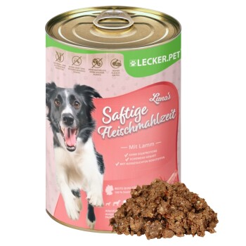 Lecker.Pet Luna's Saftige Fleischmahlzeit mit Lamm Hundefutter Nassfutter 6x400 g