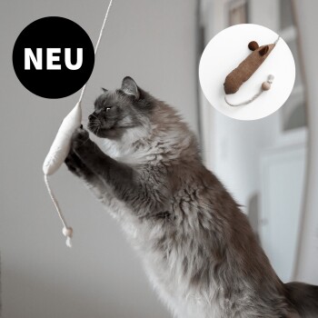 Spielangel mit Katzenminze Katzenspielzeug beige/ braun/ grau