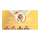 Teller mit rundem GOURMET Gold Nassfutter-Pâté, goldener Gabel, gemusterter Serviette, Basilikumgarnitur und Kennzeichnungen der Produktvarianten