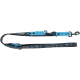 Schwarz-blau gesprenkelte Hundeleine mit geflochtenem blauem Griff und Metallclip, beschriftet mit „KERBL“.