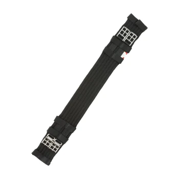 Schwarzer Haustiergeschirrriemen mit metallischen Schnallen, mit einem strukturierten Design für Komfort und Haltbarkeit.