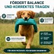 Gefaltetes petrolfarbenes Haustierhandtuch mit "Ronner's" Etikett auf weißem Hintergrund.