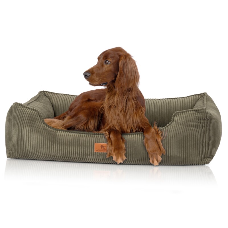 Knuffelwuff orthopädisches Hundebett aus Cord mit Handwebcharakter Nunavut khaki M-L