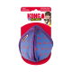 KONG Ballistic blaues Stoff-Futterspender-Hundespielzeug mit lila Besatz und roten Chevron-Streifen auf Verkaufskarte mit Aufschrift "KONG BALLISTIC".