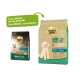 Auswahl an Gold-Hundefutterverpackungen mit einem kleineren Beutel "Mini Adult Sensitive" links und einem größeren Beutel "Mini Adult" rechts.
