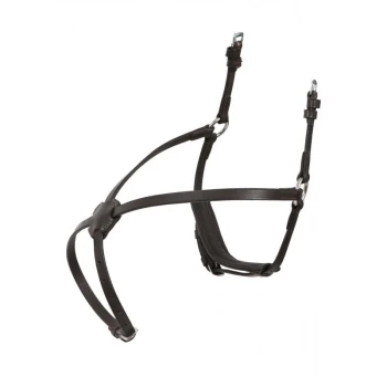 Braunes Leder-Haustiergeschirr mit verstellbaren Riemen und Metallclips, entworfen für Komfort und Kontrolle während der Spaziergänge.