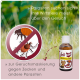 Flasche mit feliTATZ AbwehrKonzentrat zur Maskierung von Gerüchen gegen Zecken und andere Parasiten, mit Illustrationen von einem Floh und einer Zecke und deutschem Text.