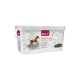 Behälter von Pavo Podo® Care, einem Futterzusatz für junge Fohlen bis zu 30 Monaten, mit einem Pferdegrafik und Nährstoffdetails.