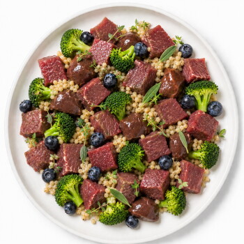 Hundefutterdose mit der Aufschrift 'REH MIT AMARANTH', 400 g; weist 'Single Protein' und 'Frei von Getreide' aus