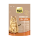 Die Verpackung von Select Gold Senior Hair & Skin Katzenfutter zeigt eine flauschige orangefarbene Katze, mit Text, der die Vorteile für empfindliche Haut und Fell hervorhebt.