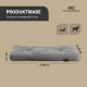 Graues Hundebett mit Abmessungen von etwa 80 cm x 50 cm x 7 cm, geeignet für kleine bis mittelgroße Hunde, mit Produktdetails auf Deutsch.