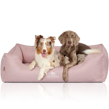Orthopädisches Hundebett Luisa aus Velours mit feinem Handwebcharakter Sunshine Edition hellrosa XXL