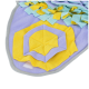 Couverture en polaire colorée pour animaux de compagnie avec un design en couches en violet, jaune et bleu clair, idéale pour le confort des animaux.