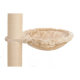 Eine weiche, beige Katzenhängematte, die an einem mit Sisal umwickelten Kratzbaum befestigt ist, entworfen für den Komfort und die Entspannung von Haustieren.