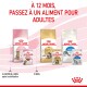 Image des produits de nourriture pour chats Royal Canin : "Kitten Sterilised", "Adult Maine Coon" et "Indoor", avec une note pour passer à la nourriture pour adultes à 12 mois.