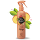 Pet Head Quick Fix Trockenreinigungsspray im Pfirsichduft, 300ml Flasche mit Arganöl, umgeben von Pfirsich- und Blatgrafiken.