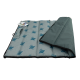 Graue Haustiermatte mit einem Palmenbaumdesign und blauem Jeggo-Logo, teilweise gefaltet, um ihre Dicke und Textur zu zeigen.