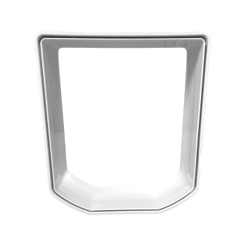 Weiße Kunststoff-Hundeschüssel mit quadratischer Öffnung und abgerundeten Kanten, entworfen für einfaches Füttern.