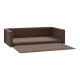 Braunes Haustiersofa mit ausziehbarem Bett, mit einer strukturierten Oberfläche und gepolsterten Seiten für Komfort.