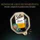 Sheba Sauce Collection Katzenfutterverpackung mit einem Gericht aus Pute und Gemüsefrikassee, mit einem Bild einer schwarzen Katze und Text in deutscher Sprache.
