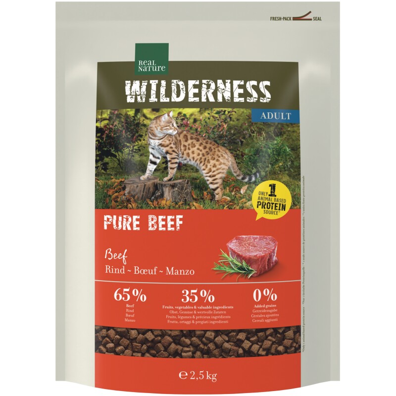 REAL NATURE WILDERNESS Droogvoeding Kat, Adult, Pure Beef 2,5 kg