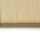 Beige Haustierbett mit einer strukturierten Stoffoberfläche und kontrastierenden braunen Nähten entlang der Kante.