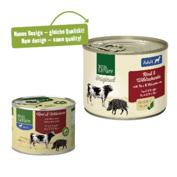 Original Nassfutter für Hunde Adult Rind und Wildschwein 12x200 g