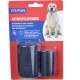 Poop bag dispenser packaging featuring a black dispenser with two rolls, each containing 20 bags, and a golden retriever image.