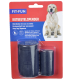 Poop bag dispenser packaging featuring a black dispenser with two rolls, each containing 20 bags, and a golden retriever image.