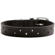 Schwarzes Leder-Haustierhalsband mit herzförmigen Ausschnitten und einer silbernen Schnalle.