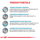 Produktvorteile: Hydrolysiertes Protein zur Futterunverträglichkeit, moderate Energie, Hautbarrierestärkung, geringer Phosphorgehalt.