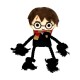 Plush dog toy resembling Harry Potter with glasses, lightning scar, Gryffindor scarf, and rope limbs with knots.