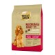 Sac de nourriture pour chiens Gold Medium Adult (11-25 kg) étiqueté "Sensible," présentant un chien et le texte "Avec du cheval & de la tapioca."