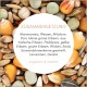 Gemischte Körner und Samen für Haustiere mit Zutatenliste auf Deutsch, einschließlich Weizen, Erbsen, Sonnenblumenkerne und Gerste.