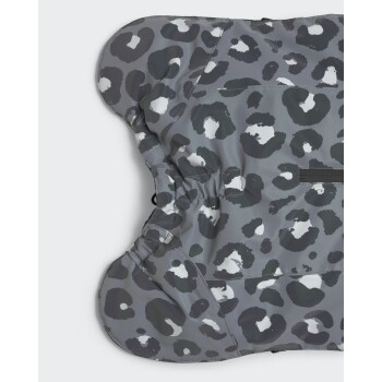 Grauer leopardgemusterter wasserdichter Hundemantel mit elastischem Bund und gewellten Kanten