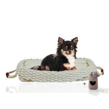 ® Flauschiges Tierbett inkl. Gratis-Beigabe, Körbchen in Flechtoptik S
