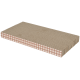 Rechteckiges Katzenkratzpad aus Wellpappe mit beige karierten Seiten (Vichy-Muster)
