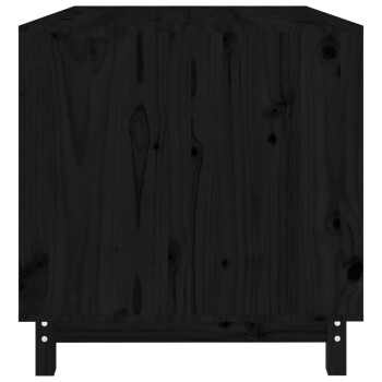 Schwarzer Holzbehälter zur Aufbewahrung von Haustierfutter mit einfachem Design und sichtbarer Holzmaserung.