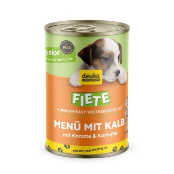 Junior Menü mit Kalb, Karotte und Kartoffel deutsches Premium-Nassfutter 6x400g Dose