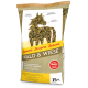 15 kg Sack Josera Wald & Wiese Pferdemüsli mit einer Kräuter-Pferdesilhouette. Text: "Haferfreies, atemwegsunterstützendes Kräutermüsli."