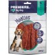 Premiere I love my dog Meaties dog treats packaging featuring a beagle and showing duck flavor, 95% meat, 250g.