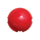 Jouet pour chien boule à biscuits KONG rouge avec les inscriptions embossées 'KONG' et 'BISCUIT BALL'.