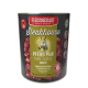 Dose FLEISCHESLUST Steakhouse Tierfutter mit Aufschrift 'Pferd Pur / Pure Horse Sensitiv' und Pferdeskizze, 72% Fleisch, 0% Getreide